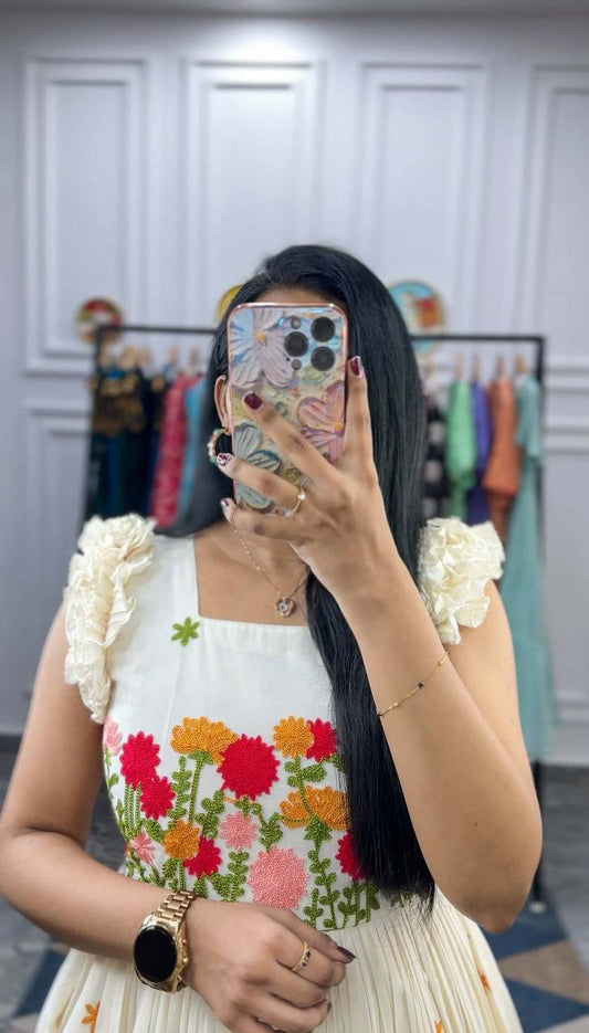 Elegant Maska Cotton Embroidered Kurti | Short Sleeve | Fully Lined