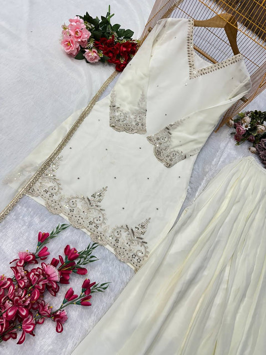 Heavy Fox Georgette Embroidered Suit Set with Dupatta