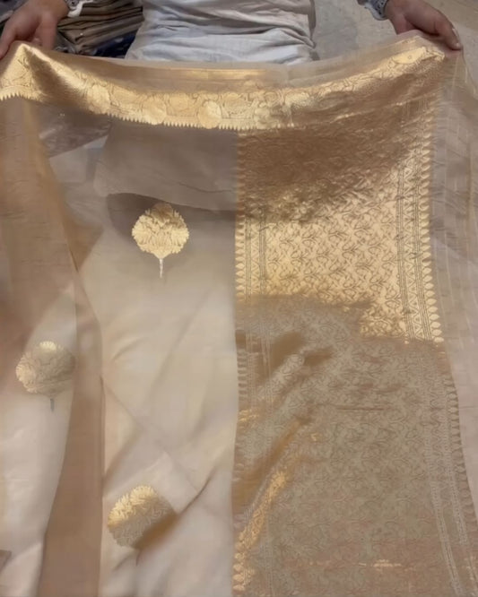 Gold Organza Silk Saree