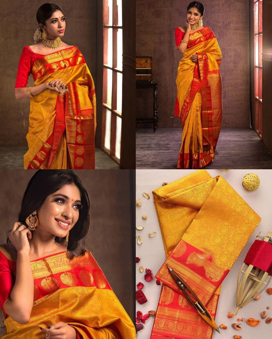 Soft Lichi Silk Saree with Rich Pallu & All-Over Jacquard Work