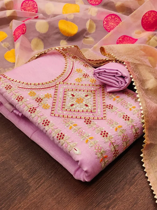 Launching New Pink Color Chanderi Dress Material Collection At Wholesale Rate