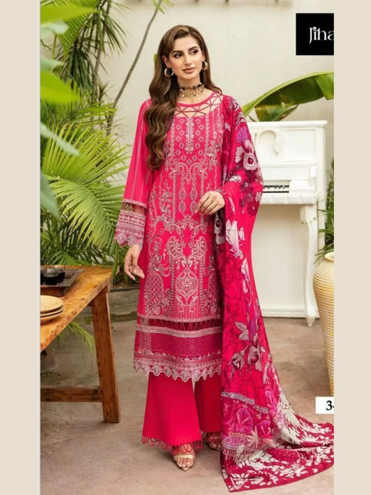 Luxurious Rayon Embroidery Suit Set With Cotton Dupatta