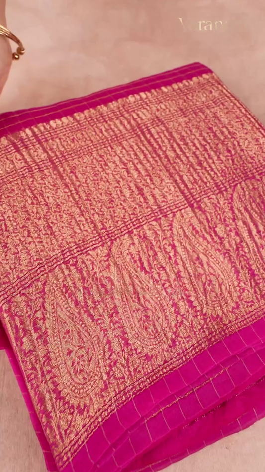 Pink brocade Silk Saree