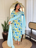 Graceful Georgette Top with Chanderi Silk Bottom & Dupatta Set