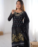 Designer Faux Georgette Suit with Real Mirror & Thread Work