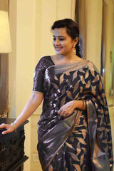 Soft Lichi Silk Saree with All-Over Jacquard Work & Heavy Brocade Blouse