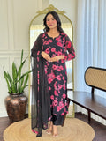 Elegant Georgette Top with Chanderi Silk Bottom & Dupatta Set