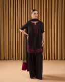 Natural Crepe Top with Farshi Plazzo & Organza Dupatta Set