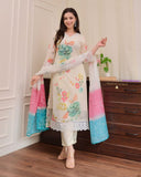 Orgenza Handwork Suit Set with Dupatta