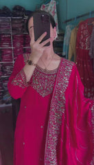 Chinon Silk Embroidered Kurti Set with Dupatta