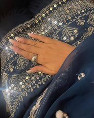 Georgette Kurti with Ruffled Sharara & Sequins Embroidered Dupatta Set