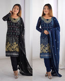 Designer Faux Georgette Suit with Real Mirror & Thread Work
