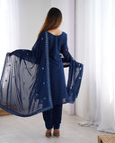 Designer Faux Georgette Suit with Real Mirror & Thread Work