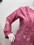 Elegant Roman Silk Suit Set with Silver Chiffon Dupatta