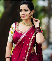 Embroidered Georgette Lehenga Choli Set with Dupatta