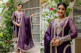 Star Georgette Embroidered Top with Crêpe Bottom & Dupatta Set