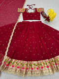 Embroidered Georgette Lehenga Choli Set with Dupatta