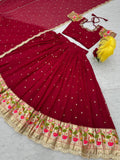 Embroidered Georgette Lehenga Choli Set with Dupatta