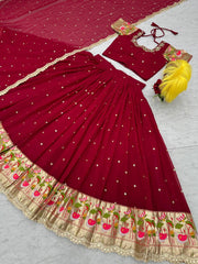 Embroidered Georgette Lehenga Choli Set with Dupatta
