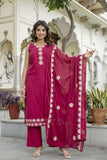 Premium Cotton Kurta Plazo Set with Mirror Work & Dupatta