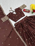 Heavy Embroidered Chinon Lehenga Set with Dupatta