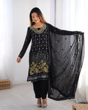 Designer Faux Georgette Suit with Real Mirror & Thread Work