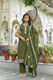 Premium Cotton Kurta Plazo Set with Mirror Work & Dupatta