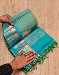 Aqua Mint Kanjivaram Silk Saree