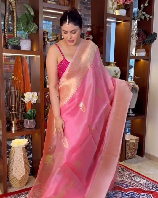 Baby Pink Silk Saree