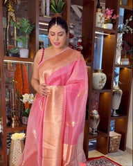 Baby Pink Silk Saree