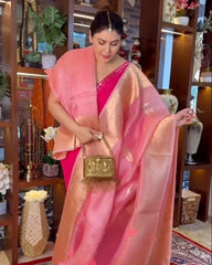 Baby Pink Silk Saree