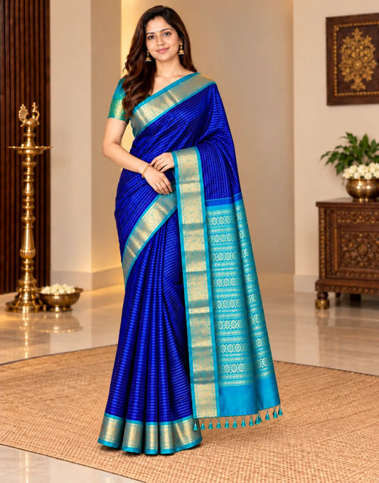 Blue Blush Silk Saree