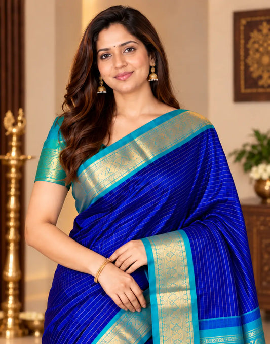 Blue Blush Silk Saree