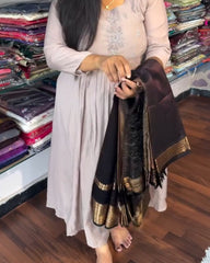Brown Gold  Silk Saree