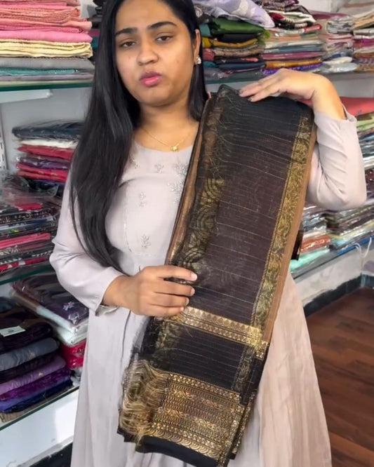 Brown Gold  Silk Saree
