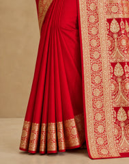Cherry Red Silk Saree