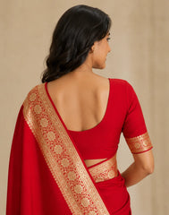 Cherry Red Silk Saree