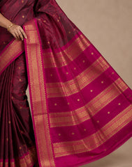Dark Burgundy Silk Saree