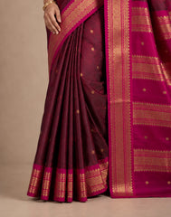 Dark Burgundy Silk Saree