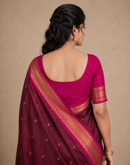 Dark Burgundy Silk Saree