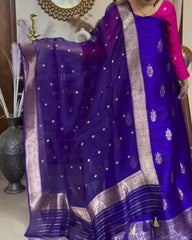 Dark Purple Cotton Jari Suit