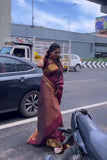 Maroon Pattu Saree