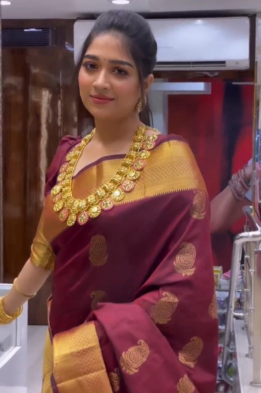 Maroon Pattu Saree