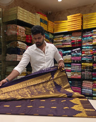 Jamun-Gold Weave Silk Saree