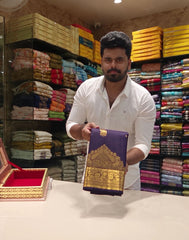 Jamun-Gold Weave Silk Saree