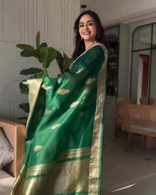 Kanchi Emerald Silk Saree