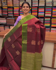 Mayil Charm Maroon Silk Saree