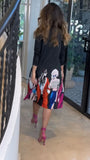 Chic Black Shirt Dress with Fashionista Print
