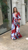 Luxe Floral Print Belted Maxi Shirt Dress