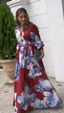 Luxe Floral Print Belted Maxi Shirt Dress